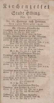 Kirchenzettel der Stadt Elbing, Nr. 50, 19 November 1826