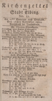 Kirchenzettel der Stadt Elbing, Nr. 51, 26 November 1826