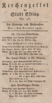 Kirchenzettel der Stadt Elbing, Nr. 56, 31 Dezember 1826