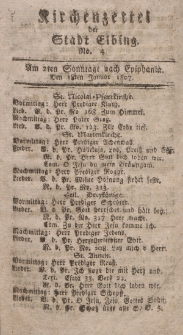 Kirchenzettel der Stadt Elbing, Nr. 4, 18 Januar 1807