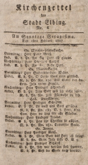 Kirchenzettel der Stadt Elbing, Nr. 6, 1 Februar 1807