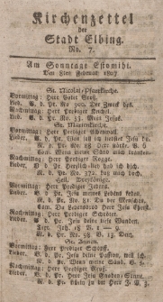 Kirchenzettel der Stadt Elbing, Nr. 7, 8 Februar 1807