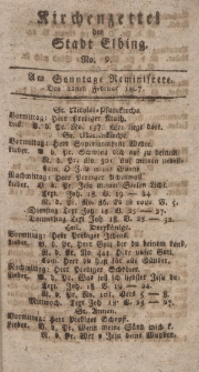 Kirchenzettel der Stadt Elbing, Nr. 9, 22 Februar 1807