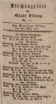 Kirchenzettel der Stadt Elbing, Nr. 11, 8 März 1807