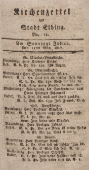 Kirchenzettel der Stadt Elbing, Nr. 12, 15 März 1807
