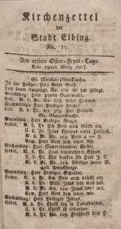 Kirchenzettel der Stadt Elbing, Nr. 15, 29 März 1807
