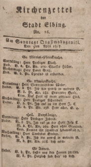 Kirchenzettel der Stadt Elbing, Nr. 16, 5 April 1807