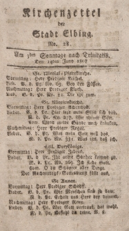 Kirchenzettel der Stadt Elbing, Nr. 28, 14 Juni 1807