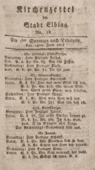 Kirchenzettel der Stadt Elbing, Nr. 28, 14 Juni 1807