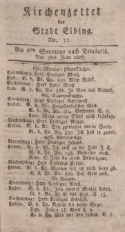 Kirchenzettel der Stadt Elbing, Nr. 31, 5 Juli 1807