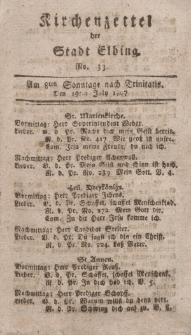 Kirchenzettel der Stadt Elbing, Nr. 33, 19 Juli 1807
