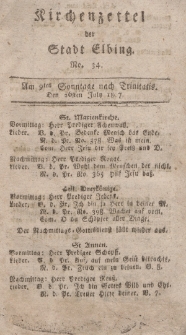 Kirchenzettel der Stadt Elbing, Nr. 34, 26 Juli 1807