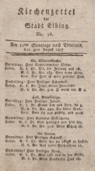 Kirchenzettel der Stadt Elbing, Nr. 36, 9 August 1807