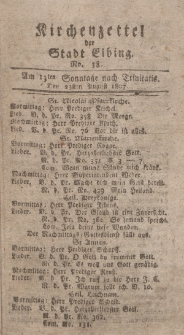 Kirchenzettel der Stadt Elbing, Nr. 38, 23 August 1807