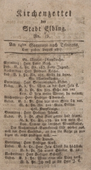 Kirchenzettel der Stadt Elbing, Nr. 39, 30 August 1807