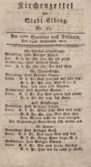 Kirchenzettel der Stadt Elbing, Nr. 41, 13 September 1807