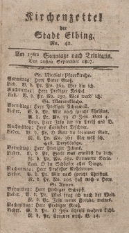 Kirchenzettel der Stadt Elbing, Nr. 42, 20 September 1807