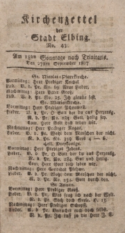Kirchenzettel der Stadt Elbing, Nr. 43, 27 September 1807