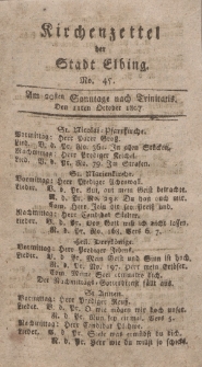 Kirchenzettel der Stadt Elbing, Nr. 45, 11 Oktober 1807