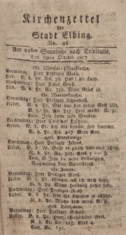 Kirchenzettel der Stadt Elbing, Nr. 46, 18 Oktober 1807