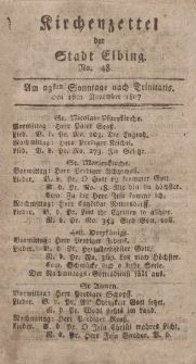 Kirchenzettel der Stadt Elbing, Nr. 48, 1 November 1807