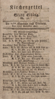 Kirchenzettel der Stadt Elbing, Nr. 50, 15 November 1807