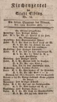 Kirchenzettel der Stadt Elbing, Nr. 54, 13 Dezember 1807