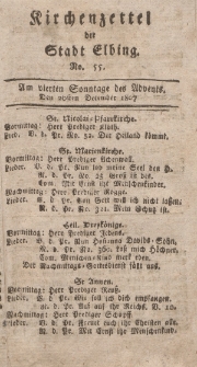 Kirchenzettel der Stadt Elbing, Nr. 55, 20 Dezember 1807