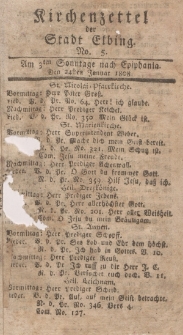 Kirchenzettel der Stadt Elbing, Nr. 5, 24 Januar 1808