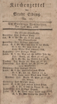 Kirchenzettel der Stadt Elbing, Nr. 12, 13 März 1808