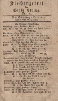 Kirchenzettel der Stadt Elbing, Nr. 14, 27 März 1808