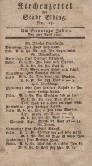 Kirchenzettel der Stadt Elbing, Nr. 15, 3 April 1808