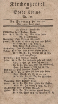 Kirchenzettel der Stadt Elbing, Nr. 16, 10 April 1808
