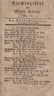 Kirchenzettel der Stadt Elbing, Nr. 17, 15 April 1808