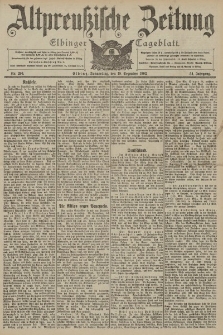 Altpreussische Zeitung, Nr. 296 Donnerstag 18 Dezember 1902, 54. Jahrgang