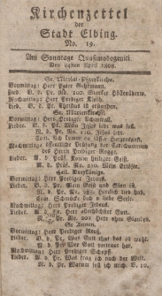 Kirchenzettel der Stadt Elbing, Nr. 19, 24 April 1808