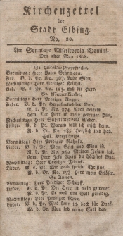 Kirchenzettel der Stadt Elbing, Nr. 20, 1 Mai 1808
