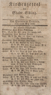 Kirchenzettel der Stadt Elbing, Nr. 23, 15 Mai 1808