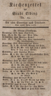 Kirchenzettel der Stadt Elbing, Nr. 29, 19 Juni 1808
