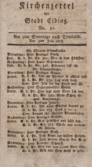 Kirchenzettel der Stadt Elbing, Nr. 31, 3 Juli 1808