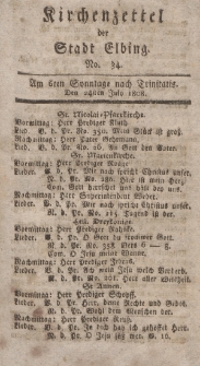 Kirchenzettel der Stadt Elbing, Nr. 34, 24 Juli 1808
