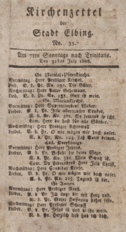 Kirchenzettel der Stadt Elbing, Nr. 35, 31 Juli 1808