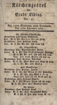 Kirchenzettel der Stadt Elbing, Nr. 41, 11 September 1808