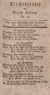 Kirchenzettel der Stadt Elbing, Nr. 42, 18 September 1808