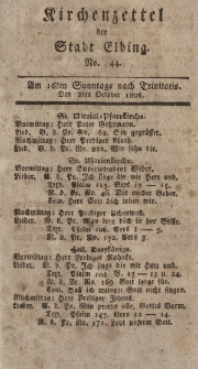 Kirchenzettel der Stadt Elbing, Nr. 44, 2 Oktober 1808