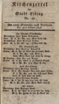 Kirchenzettel der Stadt Elbing, Nr. 45, 9 Oktober 1808