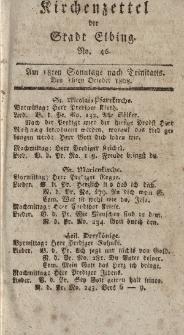Kirchenzettel der Stadt Elbing, Nr. 46, 16 Oktober 1808