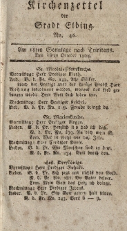 Kirchenzettel der Stadt Elbing, Nr. 46, 16 Oktober 1808