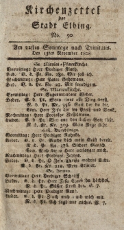Kirchenzettel der Stadt Elbing, Nr. 50, 13 November 1808