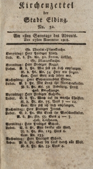 Kirchenzettel der Stadt Elbing, Nr. 52, 27 November 1808